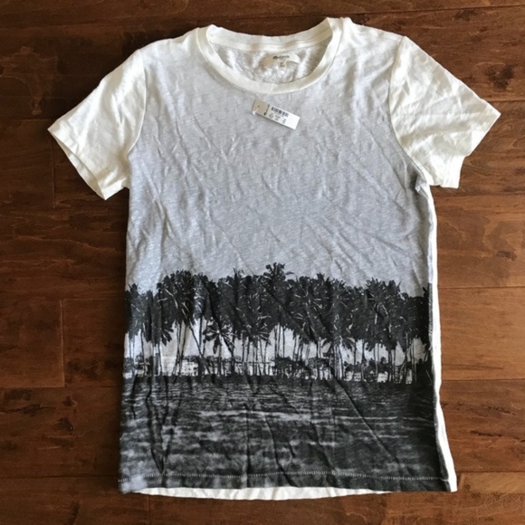 Madewell Tops - Madewell Linen Palm T-shirt NWT XS